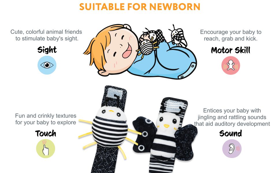 Showing the features of newborn rattle